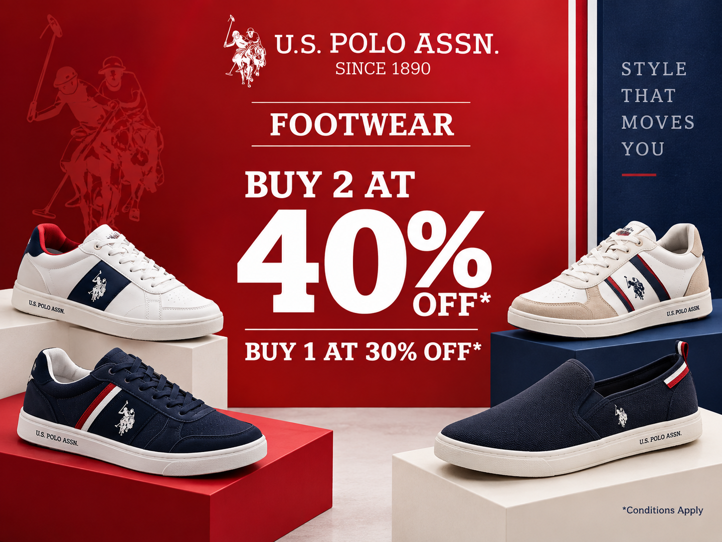 Buy 2 at 40% Off on Footwear