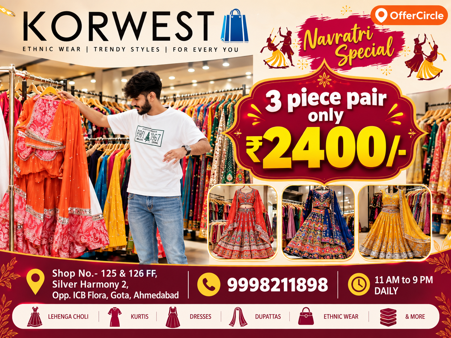 3 Piece Pair Lehenga Choli at ₹2400 Navratri Special