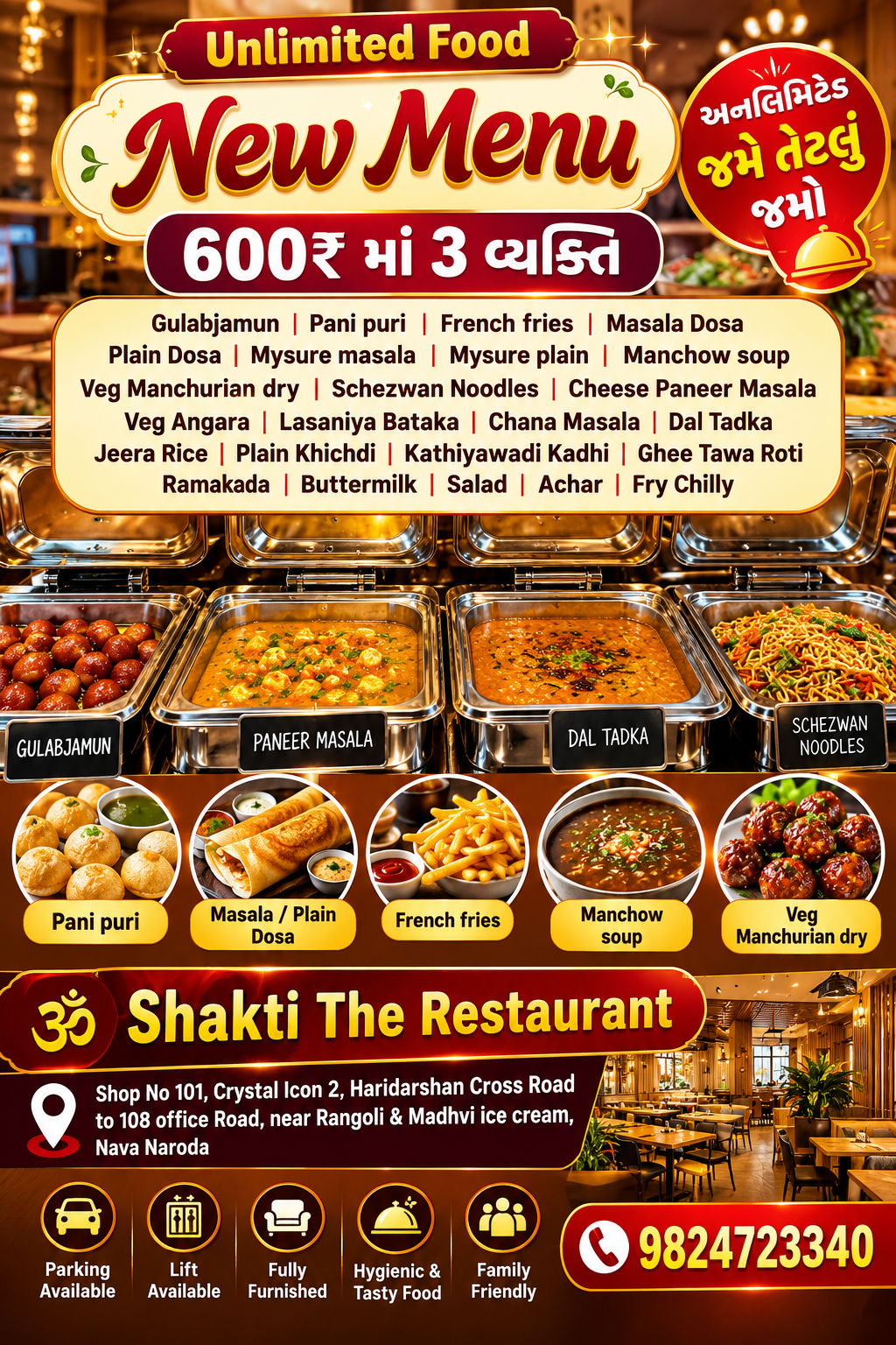 Unlimited Food New Menu for 3 People at Rs 600